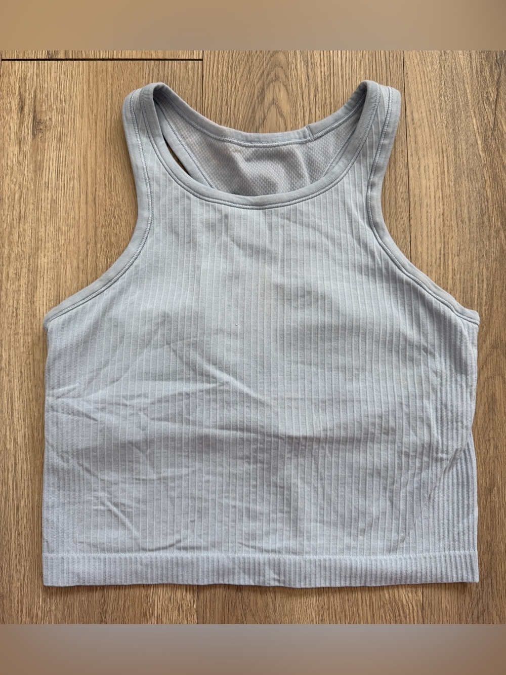 Lululemon Women’s Sz 6 Ebb To Street Cropped Racerback Tank Light Blue Lined Gym